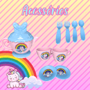 Kit Petit Chá – Chaleira, Xícaras, Pratinhos e Talheres Coloridos e De Unicórnio