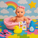 Boneca de Banho Petit Com Banheira e Acessórios de Cuidado Menina Presente