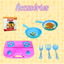 Kit Petit Cozinha – Fogão, Panelinhas, Comidinhas e Talheres Menina Presente