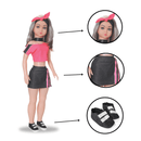 Boneca Brandy Esporte Estilosa 75cm com Faixa na Cabeça e Sapato de Brilho Super Fashion Menina