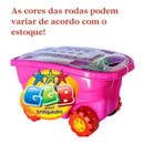 Carrinho de Puxar Com 48 Peças de Blocos Grandes de Montar