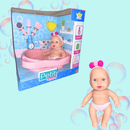 Boneca de Banho Petit Com Banheira e Acessórios de Cuidado Menina Presente
