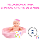 Boneca de Banho Petit Com Banheira e Acessórios de Cuidado Menina Presente