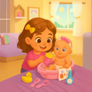 Boneca de Banho Petit Com Banheira e Acessórios de Cuidado Menina Presente